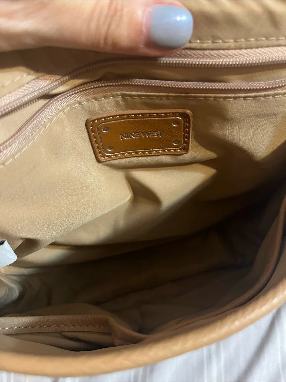 Nine West Vintage Y2K Crossbody Bag Caramel Faux Leather Front Adjustable Strap